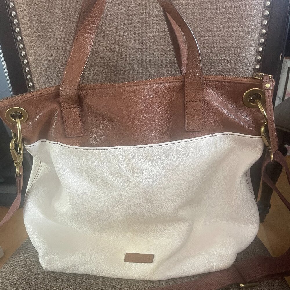 Fossil Large Pebbled Leather Crossbody Tote Shoulder bag